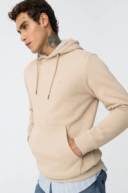 SUDADERA CON CAPUCHA BEIGE HOMBRE 10061519_117