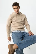 SUDADERA CON CAPUCHA BEIGE HOMBRE 10061519_117