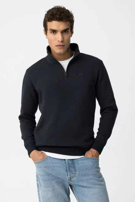 SUDADERA CON CREMALLERA AZUL MARINO HOMBRE 10061521_790