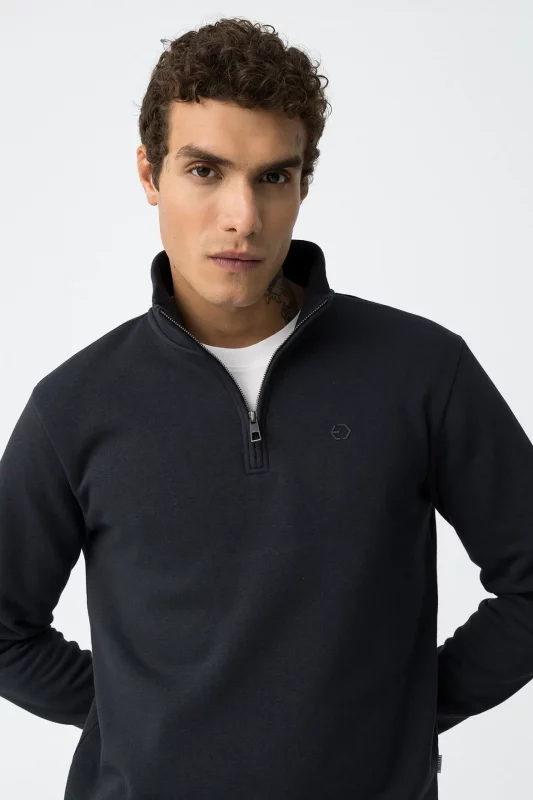 SUDADERA CON CREMALLERA AZUL MARINO HOMBRE 10061521_790