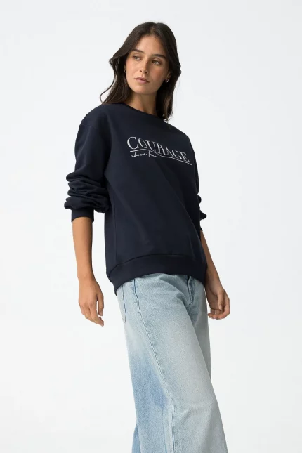 SUDADERA ESTAMPADA AZUL MARINO MUJER 10061683_798