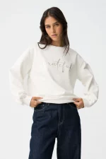 SUDADERA ESTAMPADA BLANCA MUJER 10061683_001