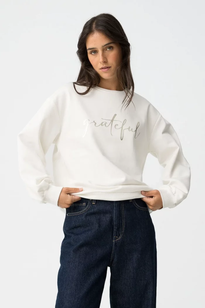 SUDADERA ESTAMPADA BLANCA MUJER 10061683_001