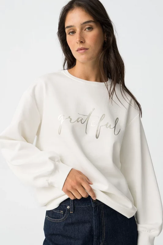 SUDADERA ESTAMPADA BLANCA MUJER 10061683 001 5 SUDADERA ESTAMPADA BLANCA MUJER 10061683_001
