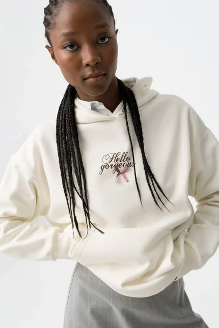 SUDADERA LAZO CAPUCHA CHICA BEIGE 10061908_104