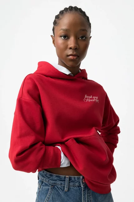 SUDADERA LAZO CON CAPUCHA CHICA ROJA 10061908_580