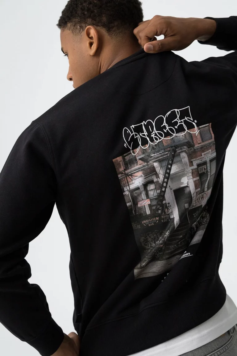 SUDADERA STREETWEAR SIN CAPUCHA NEGRA CHICO 10062420_000