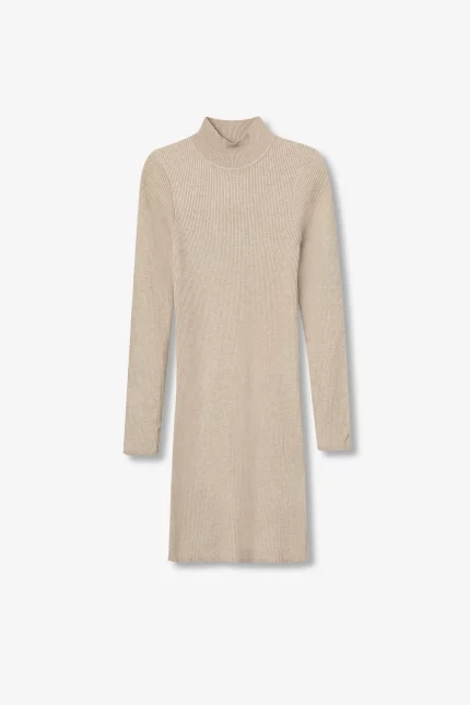 VESTIDO CANALÉ BEIGE CUELLO VUELTO MUJER 10061936_134
