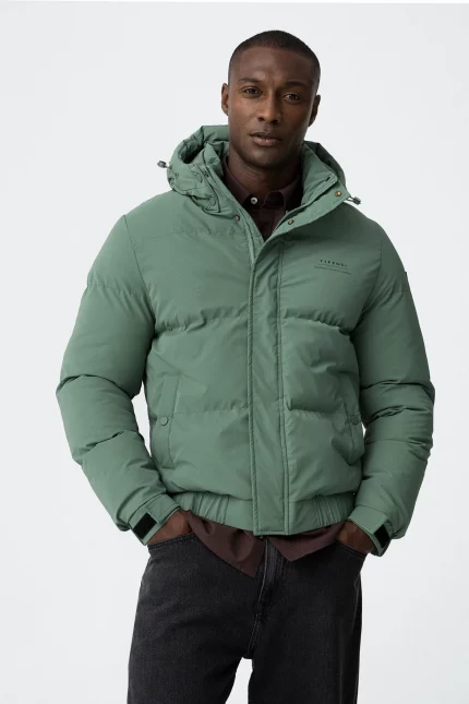 CHAQUETA ACOLCHADA VERDE - ABRIGO ACOLCHADO VERDE HOMBRE 10063178_857