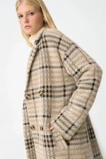 ABRIGO CUADROS BEIGE MUJER 10062470