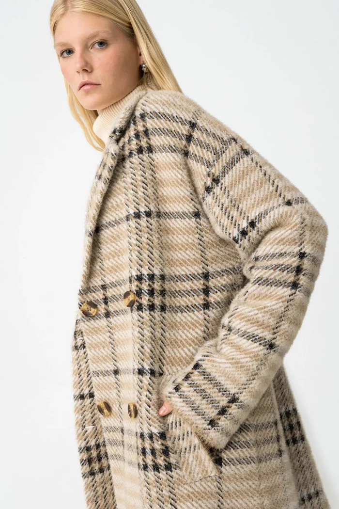 ABRIGO CUADROS BEIGE MUJER 10062470