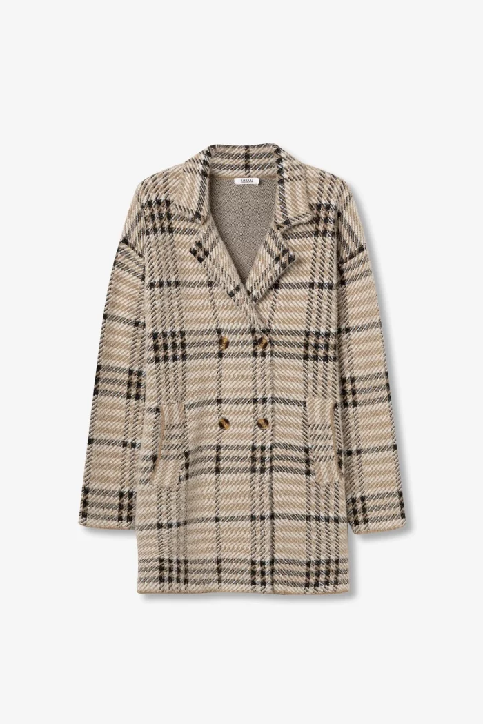 ABRIGO CUADROS BEIGE MUJER 10062470