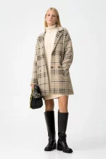 ABRIGO CUADROS BEIGE MUJER 10062470