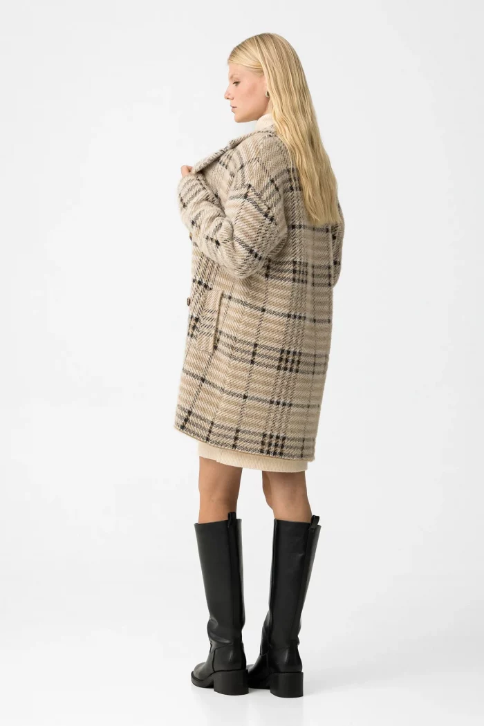 ABRIGO CUADROS BEIGE MUJER 10062470