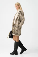 ABRIGO CUADROS BEIGE MUJER 10062470