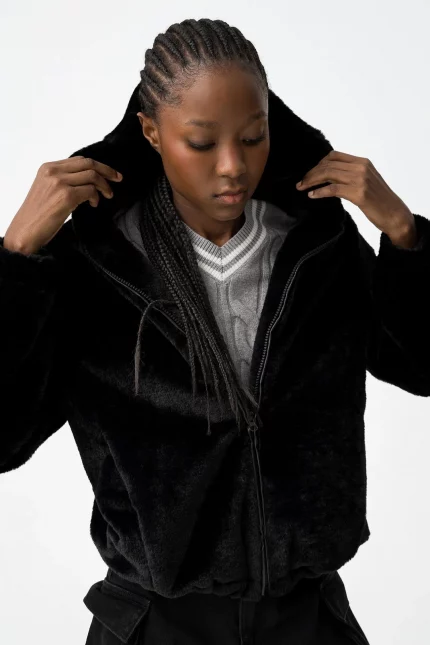 ABRIGO PELO NEGRO CHICA 10062701