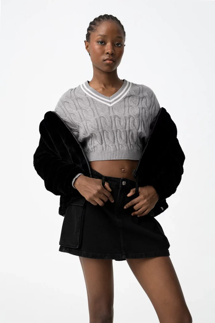 ABRIGO PELO NEGRO CHICA 10062701