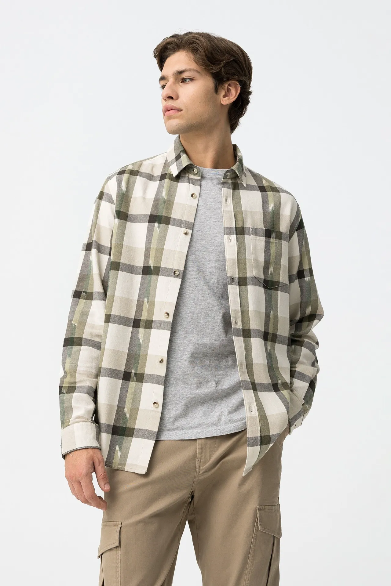 CAMISA CUADROS VERDE HOMBRE 10062476 (3) CAMISA CUADROS VERDE HOMBRE 10062476