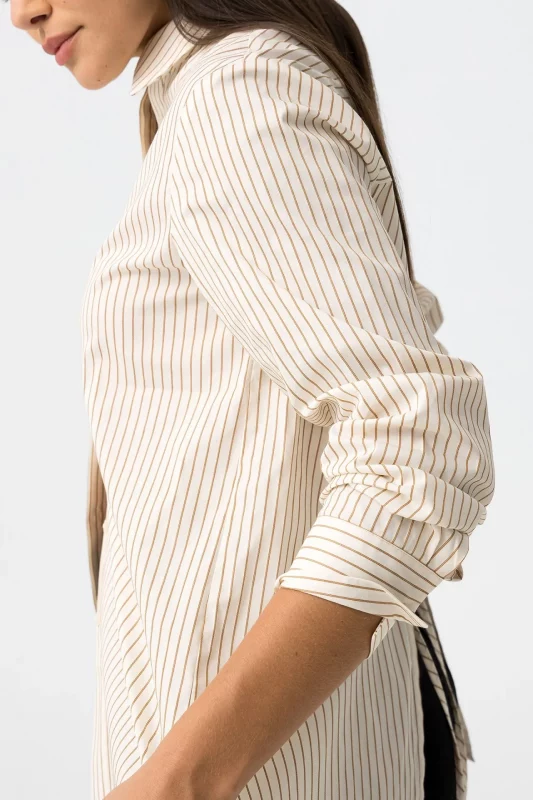 CAMISA RAYAS BEIGE MUJER 10062513