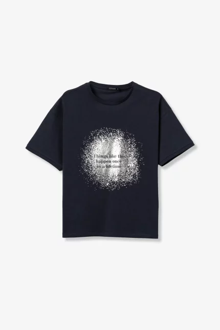 CAMISETA AZUL MARINO MANGA CORTA MUJER 10063674_798