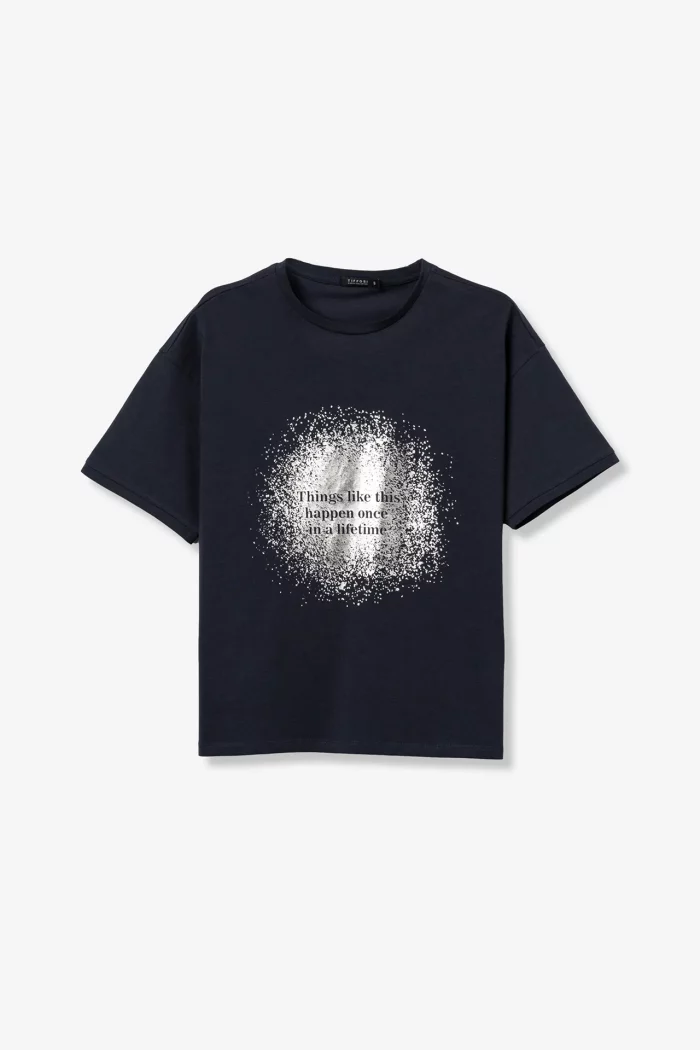 CAMISETA AZUL MARINO MANGA CORTA MUJER 10063674_798