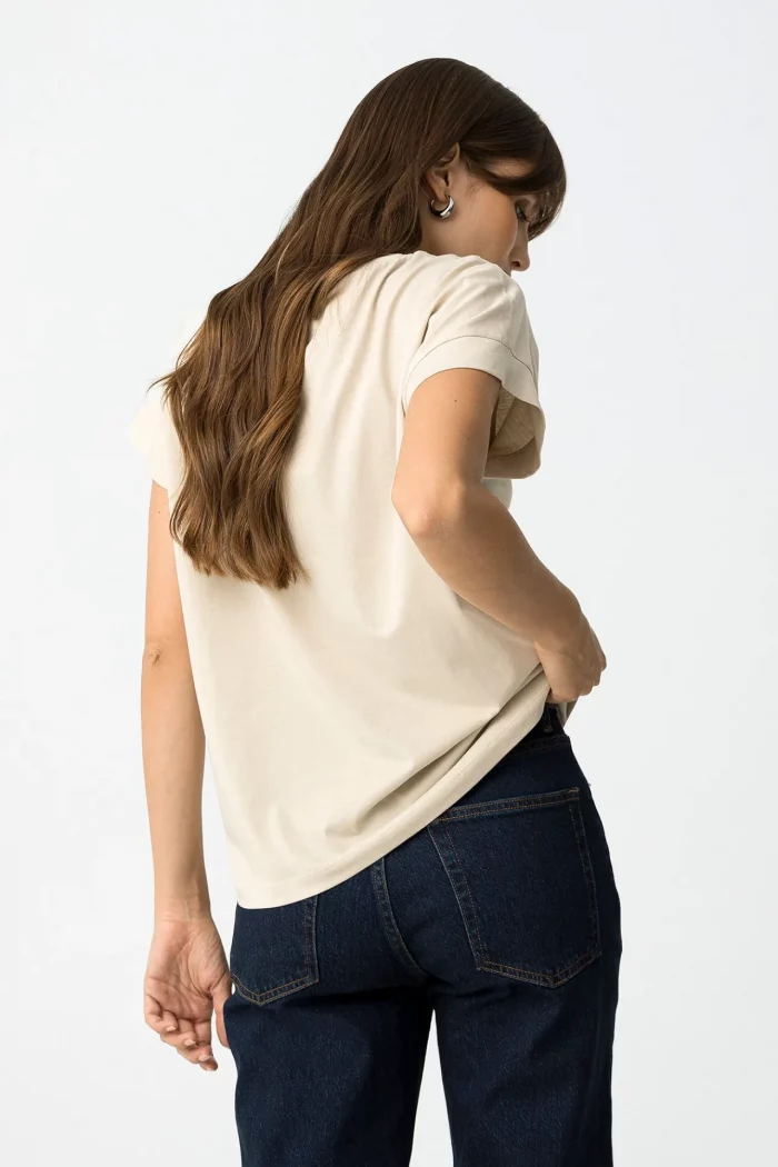 CAMISETA ESTAMPADO METALIZADO BEIGE MUJER KIRA 10064148_134