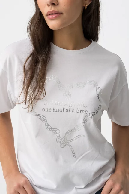 CAMISETA ESTAMPADO METALIZADO BLANCA MUJER 10064537_001 BRUNOS TIFFOSI