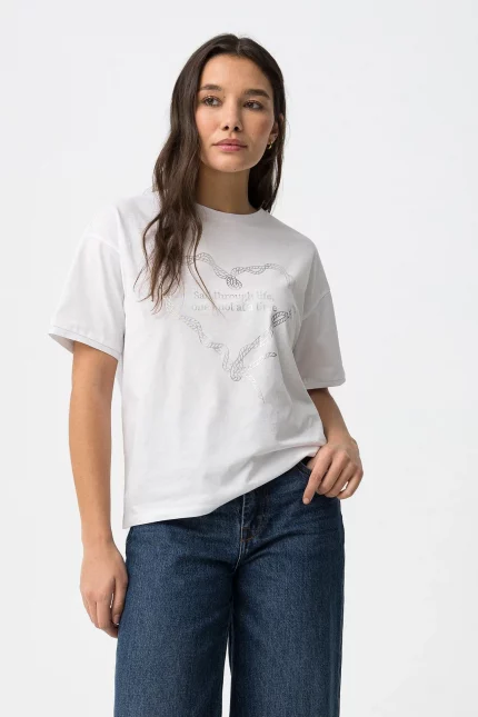 CAMISETA ESTAMPADO METALIZADO BLANCA MUJER 10064537_001 BRUNOS TIFFOSI