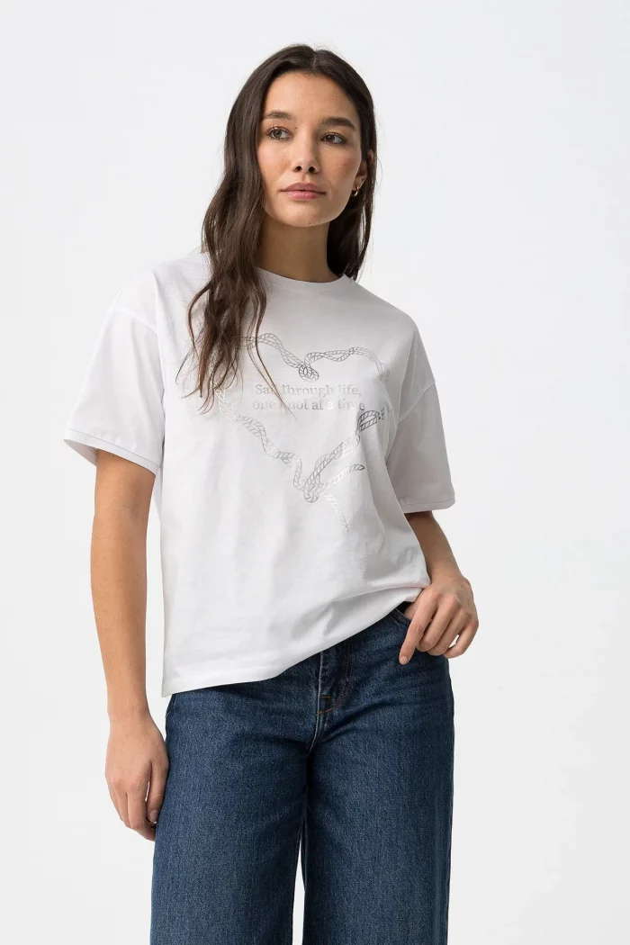 CAMISETA ESTAMPADO METALIZADO BLANCA MUJER 10064537_001 BRUNOS TIFFOSI