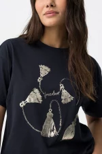 CAMISETA ESTAMPADO METALIZADO MARINO MUJER 10064537_798 BRUNOS TIFFOSI