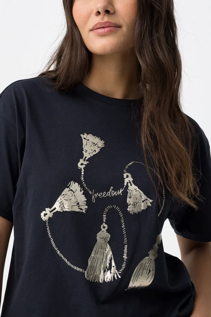 CAMISETA ESTAMPADO METALIZADO MARINO MUJER 10064537_798 BRUNOS TIFFOSI