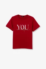 CAMISETA ROJA MANGA CORTA MUJER 10063690_580