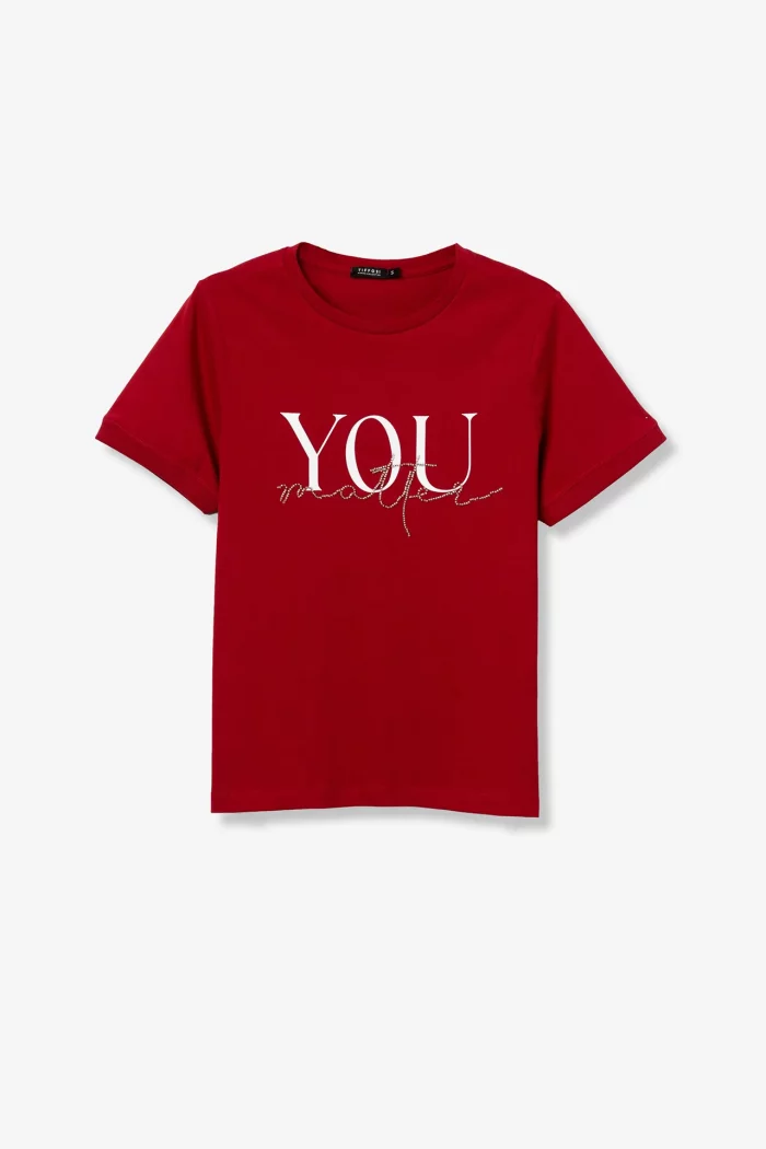 CAMISETA ROJA MANGA CORTA MUJER 10063690_580