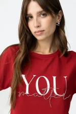 CAMISETA ROJA MANGA CORTA MUJER 10063690_580