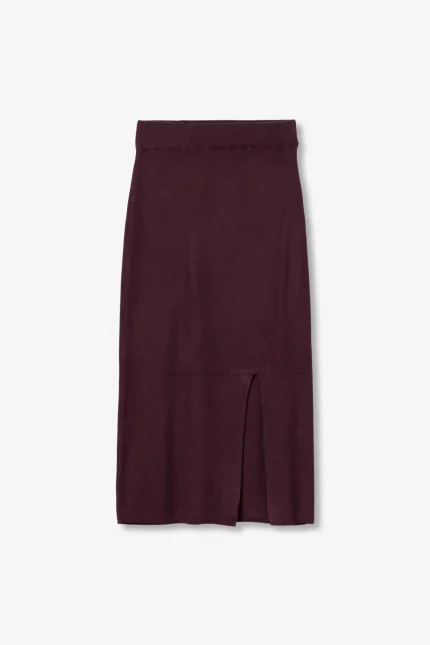 FALDA MIDI PUNTO GRANATE MUJER 10066887_552