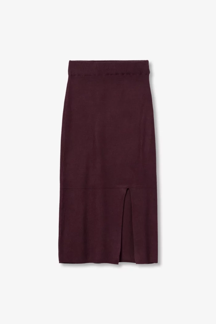 FALDA MIDI PUNTO GRANATE MUJER 10066887_552