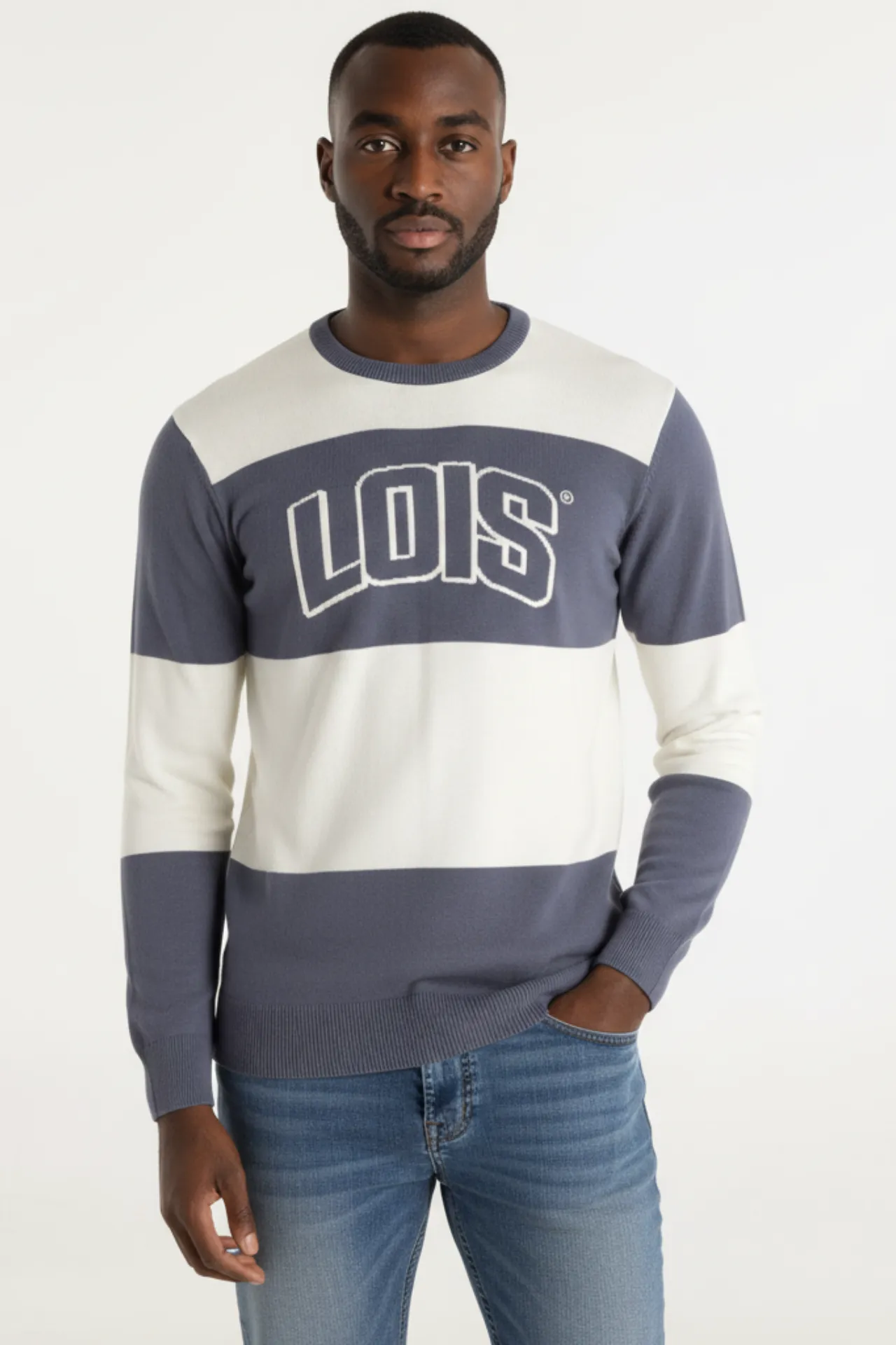 JERSEY AZUL RAYAS LOIS JEANS HOMBRE 143420 (1) JERSEY AZUL RAYAS LOIS JEANS HOMBRE 143420 (2)