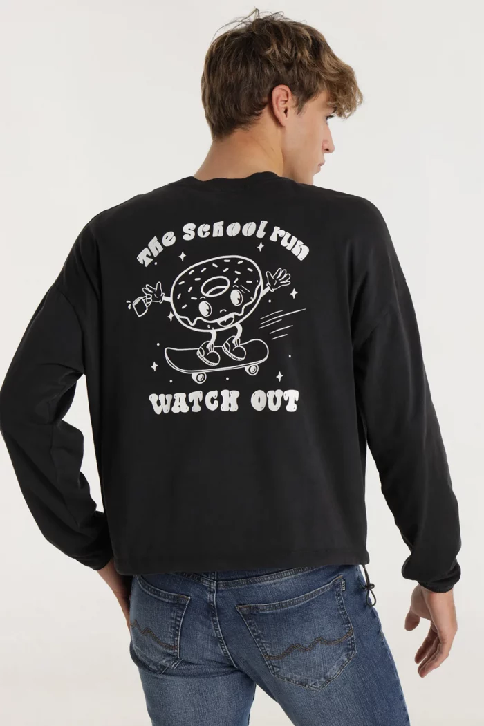 SUDADERA CROP NEGRA HOMBRE 143809