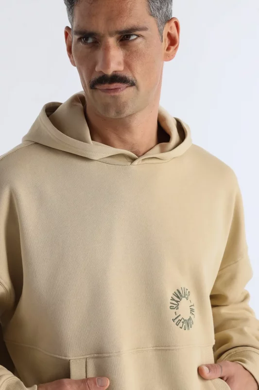 SUDADERA OVERSIZE BEIGE HOMBRE 143810