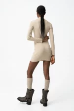 VESTIDO CANALÉ BEIGE CUELLO VUELTO MUJER 10061936_134