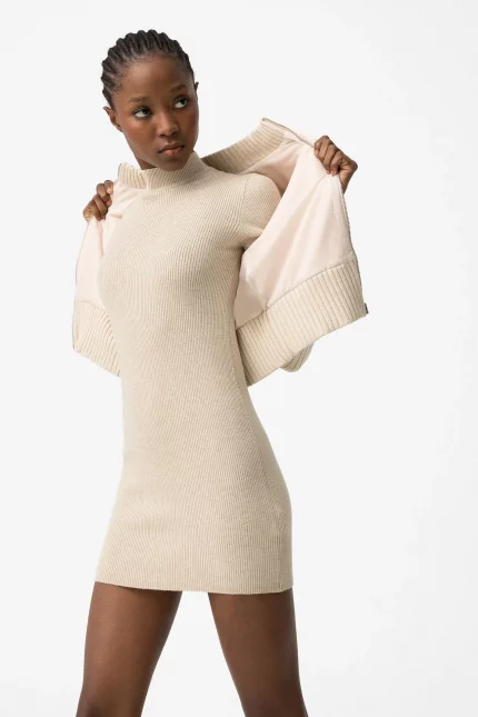 VESTIDO CANALÉ BEIGE CUELLO VUELTO MUJER 10061936_134