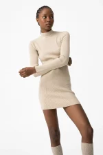 VESTIDO CANALÉ BEIGE CUELLO VUELTO MUJER 10061936_134