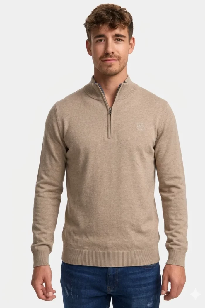 Jersey Beige Cremallera JERSEY PUNTO FINO BEIGE INDICODE BRUNOS 35-698_024