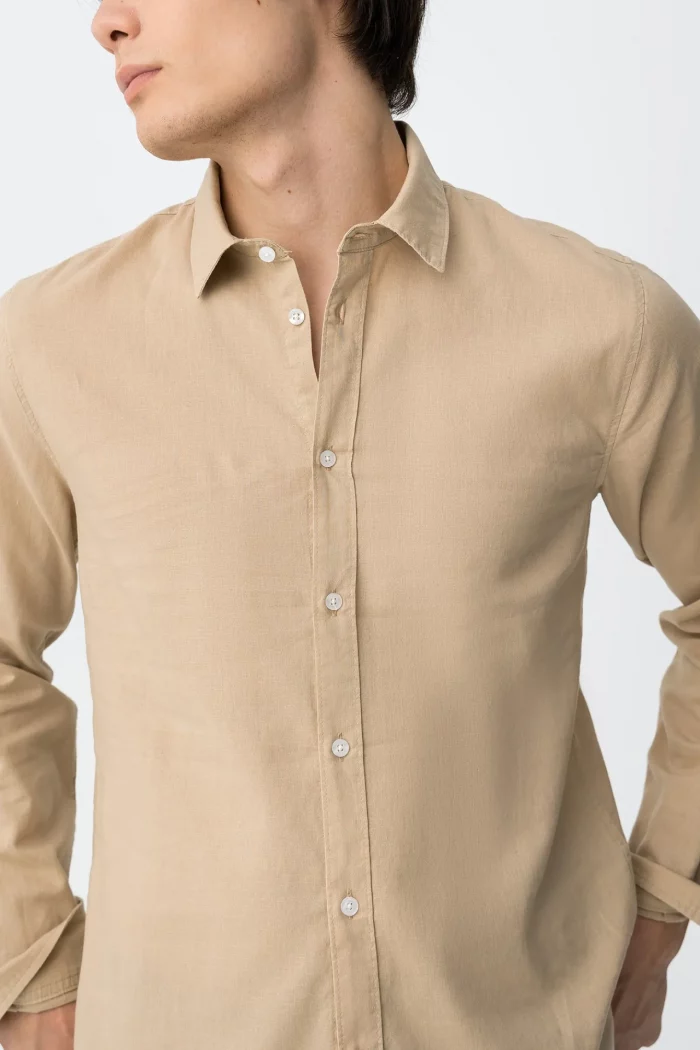 CAMISA LINO CUELLO MAO BEIGE HOMBRE 10065688_117 BRUNOS TIFFOSI