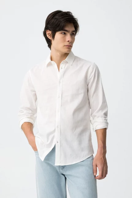 CAMISA LINO CUELLO MAO BLANCA HOMBRE 10065688_001 BRUNOS TIFFOSI