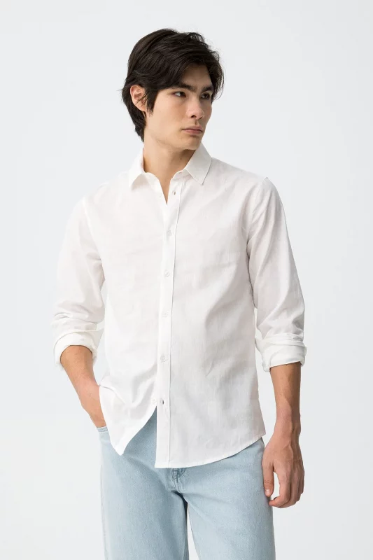 CAMISA LINO CUELLO MAO BLANCA HOMBRE 10065688_001 BRUNOS TIFFOSI