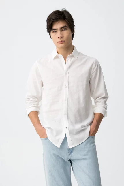 CAMISA LINO CUELLO MAO BLANCA HOMBRE 10065688_001 BRUNOS TIFFOSI