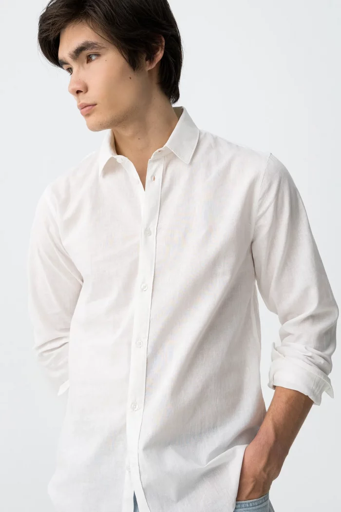 CAMISA LINO CUELLO MAO BLANCA HOMBRE 10065688_001 BRUNOS TIFFOSI