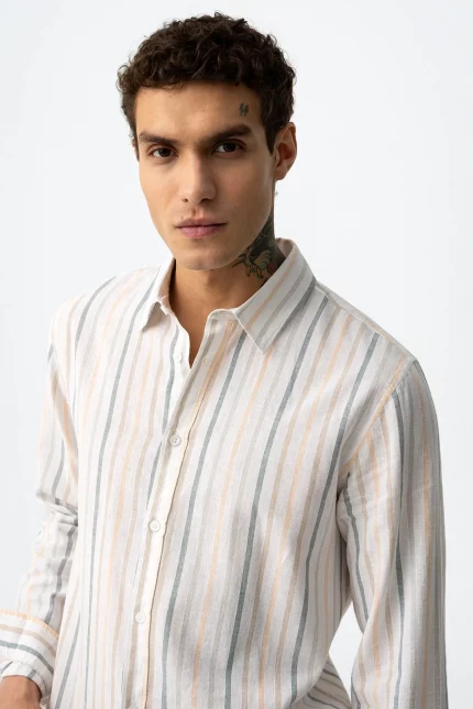CAMISA RAYAS LINO AZUL HOMBRE 10065695_775 BRUNOS TIFFOSI