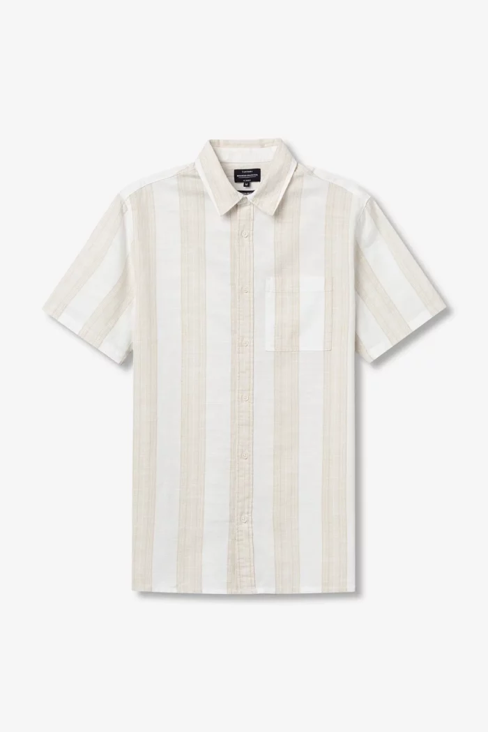 CAMISA RAYAS MANGA CORTA BEIGE HOMBRE 10065574_117 BRUNOS TIFFOSI